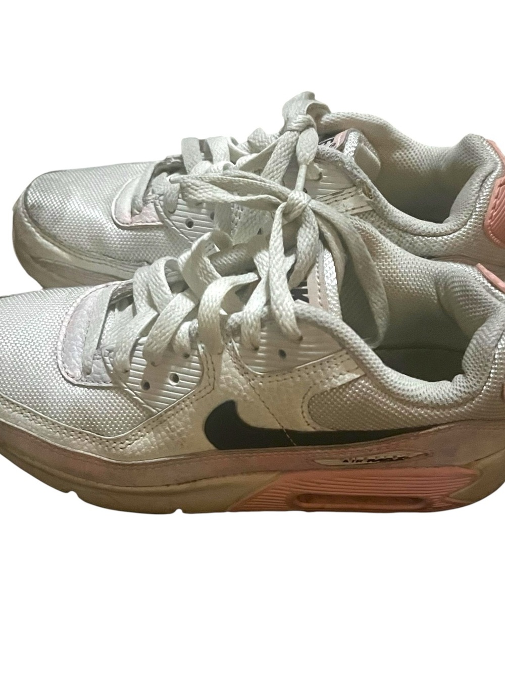Nike Air Max 90 White & Pink Sneakers for Little Girls US 4Y